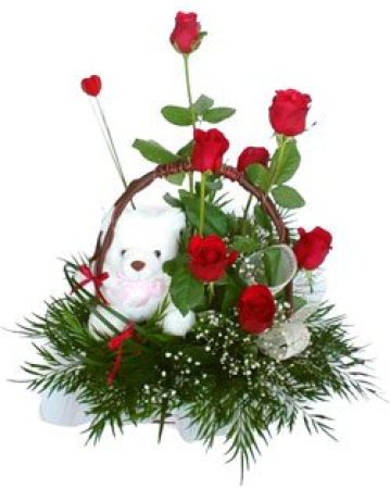 Osito de peluche y rosas